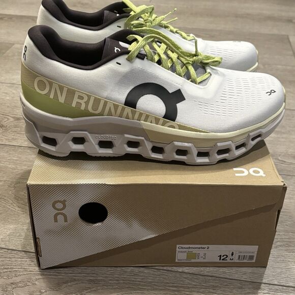 On Cloudmonster 2 Mens Athletic Running Shoes Sneaker Undyed/Zest New 12 M - Picture 1 of 9